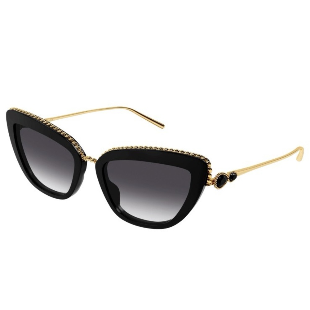 Boucheron NWT Embellished Cat Eye Sunglasses BC0140S 001 Black/Gold